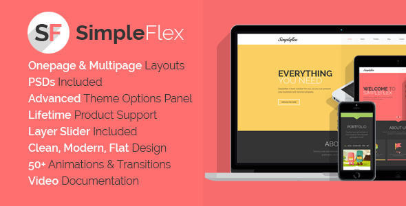 SimpleFlex - Flat One Page WordPress Theme - Creative WordPress
